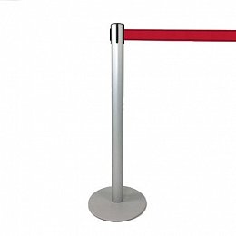 Crowd control post, stopper point, light grey/red